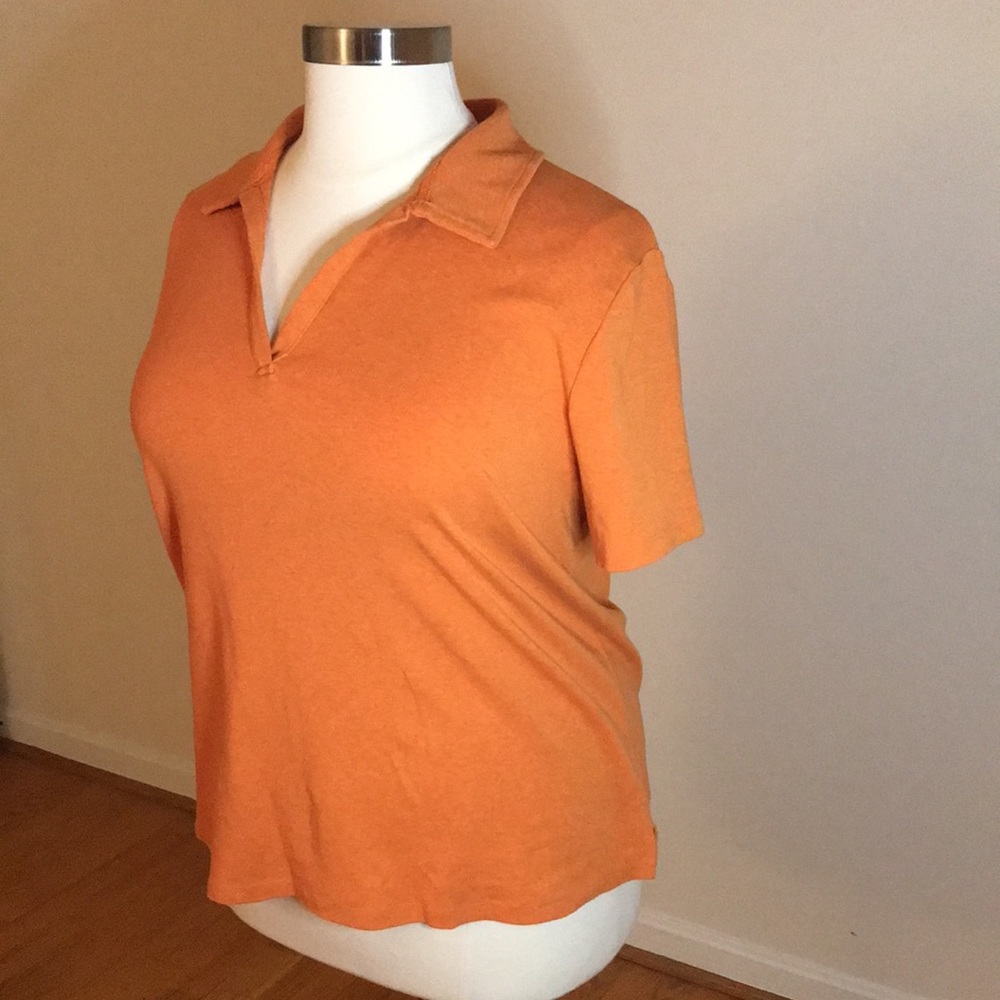 Lane Bryant 22/24 Orange Cotton Collared Tee